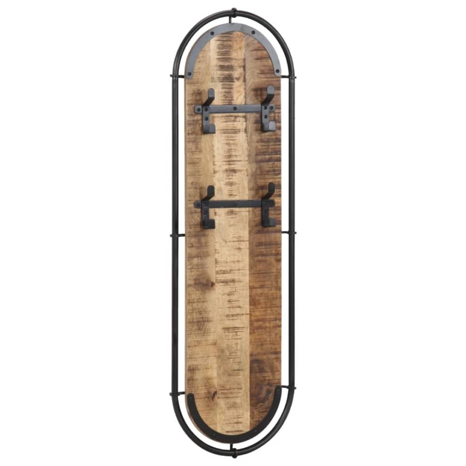 Percheros de pared 4 ganchos 2 uds madera maciza mango