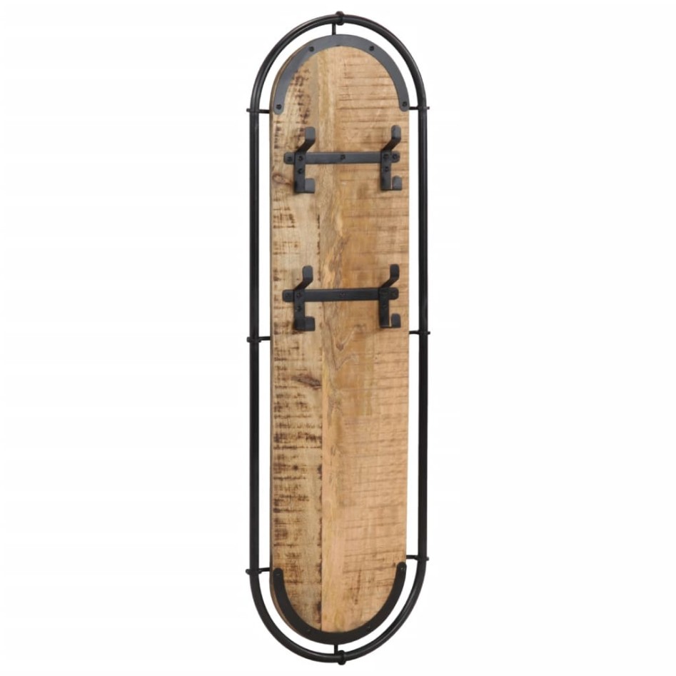 Percheros de pared 4 ganchos 2 uds madera maciza mango