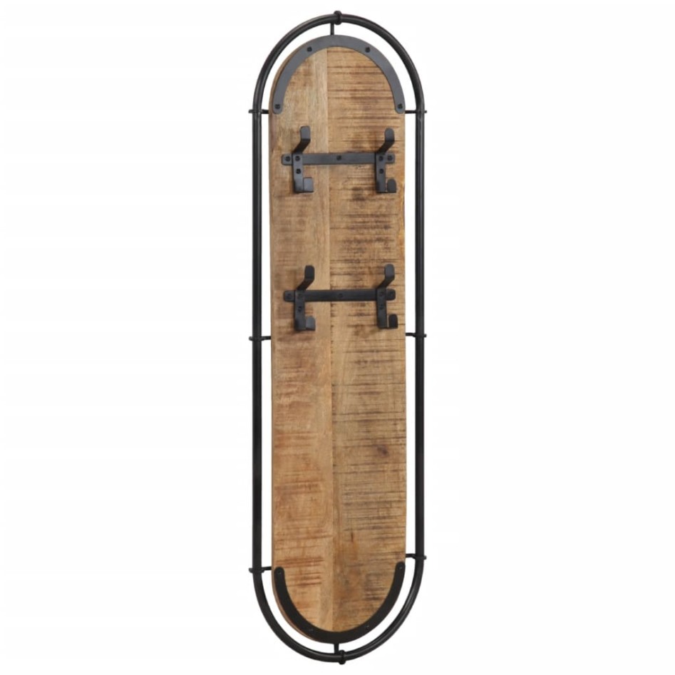 Percheros de pared 4 ganchos 2 uds madera maciza mango