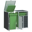 Cobertizo contenedor doble basura acero antracita 144x81x113 cm