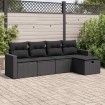 Set de muebles de jardín 5 pzas y cojines ratán sintético negro