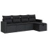 Set de muebles de jardín 5 pzas y cojines ratán sintético