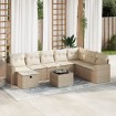 Set de sofás de jardín con cojines 9 pzas ratán sintético beige