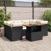 Set de sofás de jardín 7 pzas con cojines ratán sintético negro