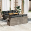 Set de sofás de jardín 7 pzas con cojines ratán sintético gris