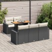 Set de sofás de jardín 6 piezas y cojines ratán sintético negro
