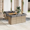 Juego de sofás jardín con cojines 6 pzas ratán sintético beige