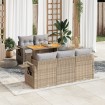 Juego de sofás jardín con cojines 6 pzas ratán sintético beige