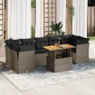 Set de sofás de jardín y cojines 8 piezas ratán sintético gris