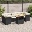 Set de sofás de jardín y cojines 8 piezas ratán sintético negro
