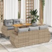 Juego de sofás jardín con cojines 6 pzas ratán sintético beige