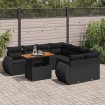 Set de sofás de jardín con cojines 9 pzas ratán sintético negro