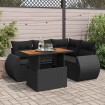 Set de muebles de jardín 5 pzas y cojines ratán sintético negro