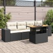 Set de muebles de jardín 5 pzas y cojines ratán sintético negro