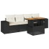 Set de muebles de jardín 5 pzas y cojines ratán sintético