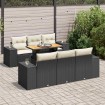 Set de sofás de jardín 7 pzas con cojines ratán sintético negro