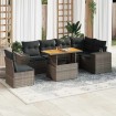 Set de sofás de jardín 7 pzas con cojines ratán sintético gris