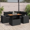 Set de muebles de jardín 5 pzas y cojines ratán sintético negro
