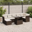 Set sofás de jardín 8 piezas y cojines ratán sintético marrón
