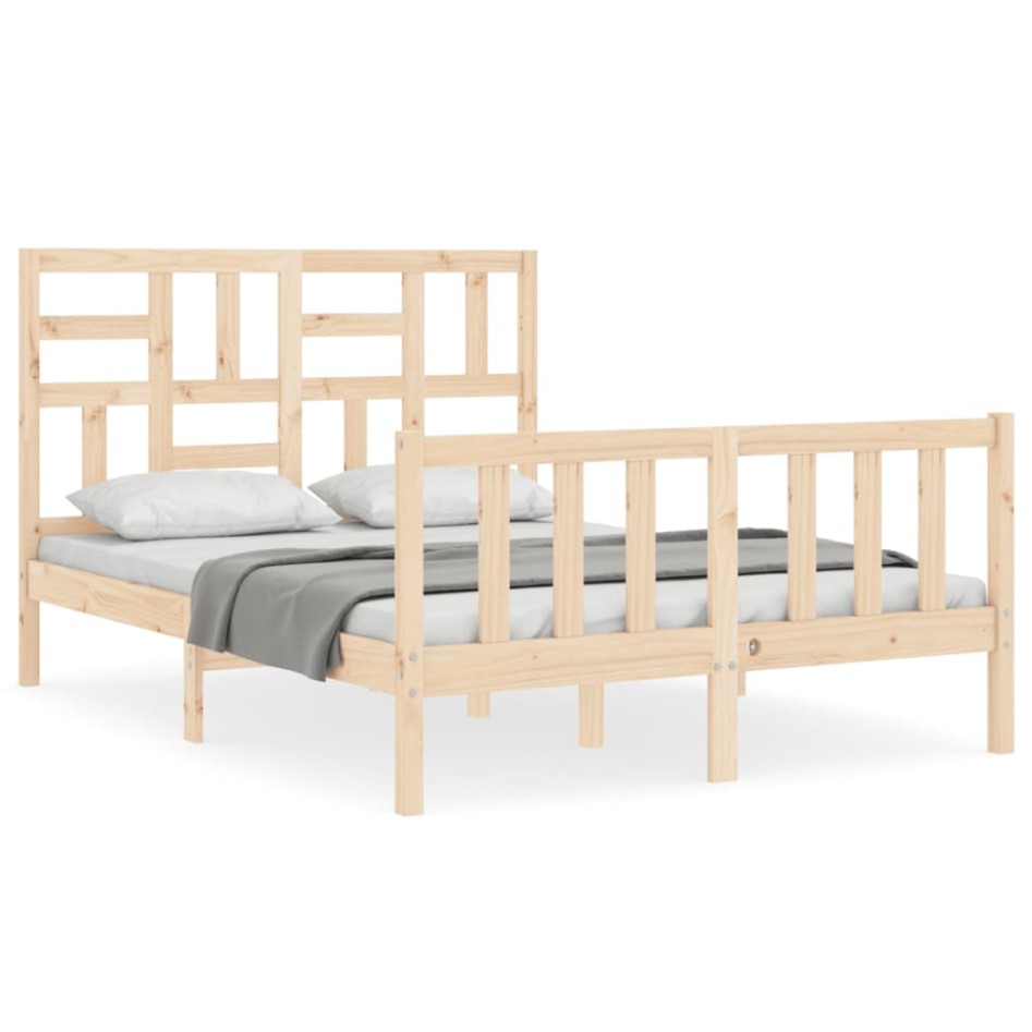 Estructura de cama de matrimonio con cabecero madera