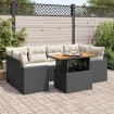Set de sofás de jardín 7 pzas con cojines ratán sintético negro