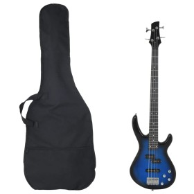 Bajo eléctrico para principiantes con funda azul negro 4/4