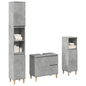 Set muebles de baño 2 piezas madera contrachapada gris
