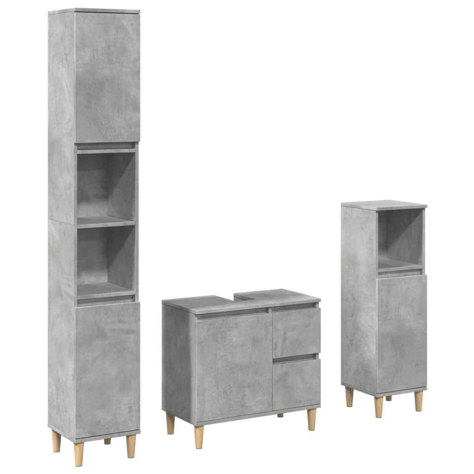 Set muebles de baño 2 piezas madera contrachapada gris