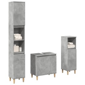 Set muebles de baño 2 piezas madera contrachapada gris