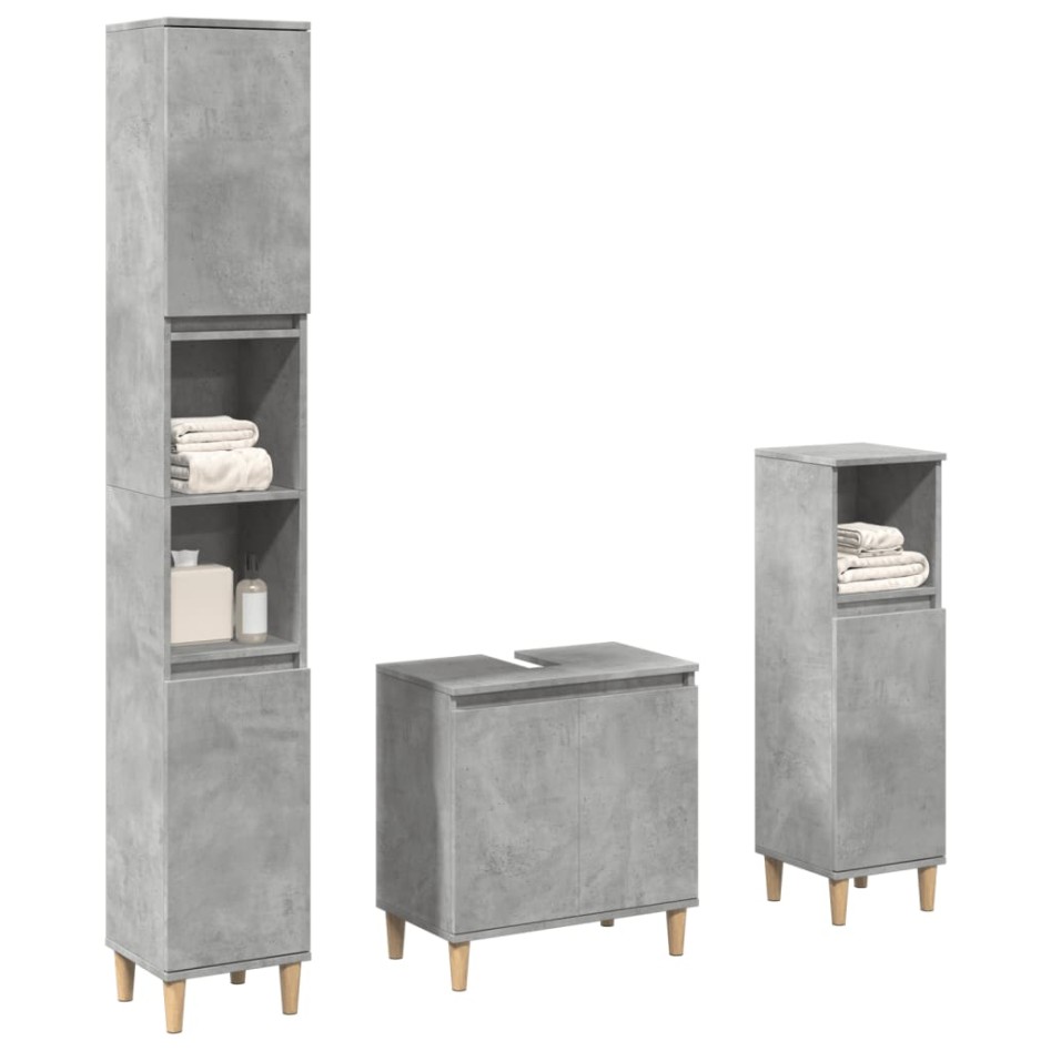 Set muebles de baño 2 piezas madera contrachapada gris