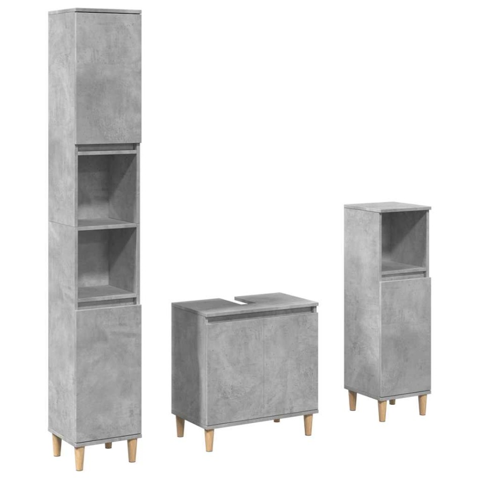 Set muebles de baño 2 piezas madera contrachapada gris