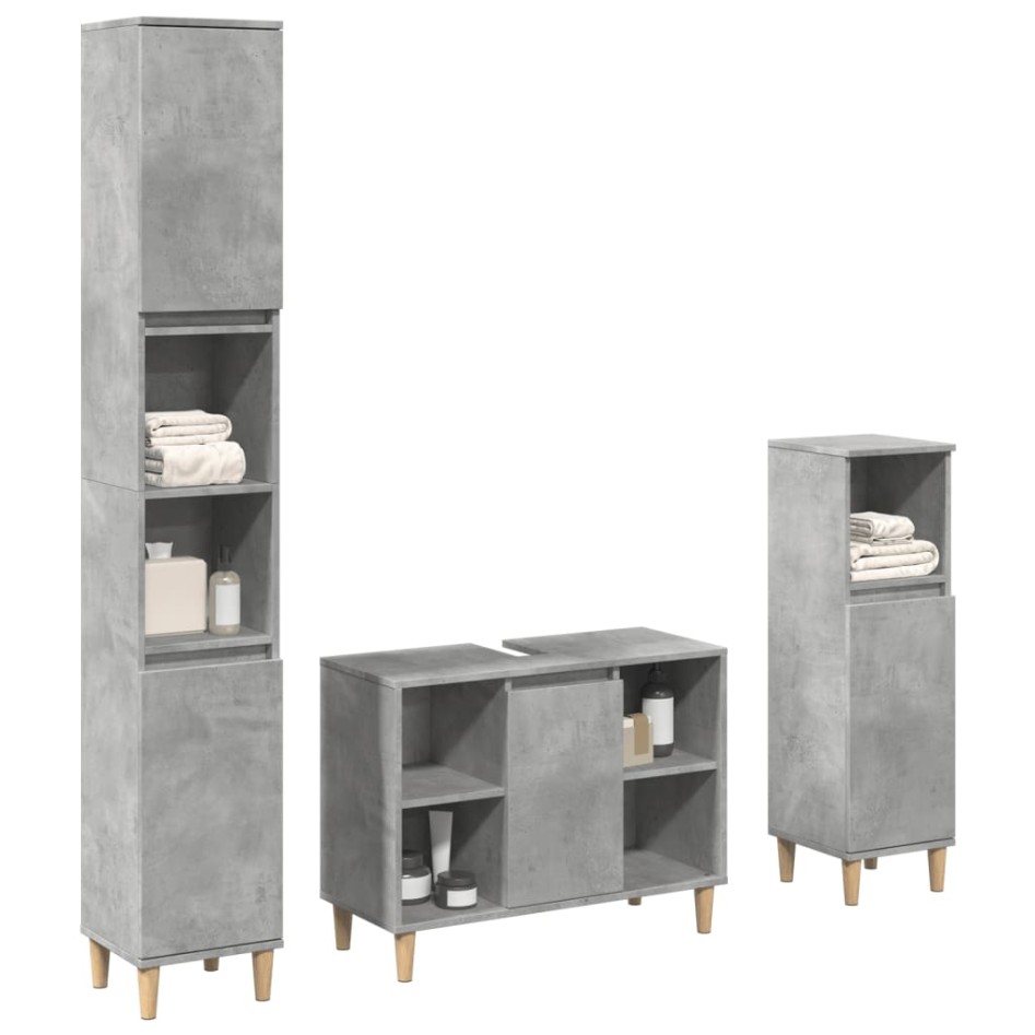 Set muebles de baño 2 piezas madera contrachapada gris