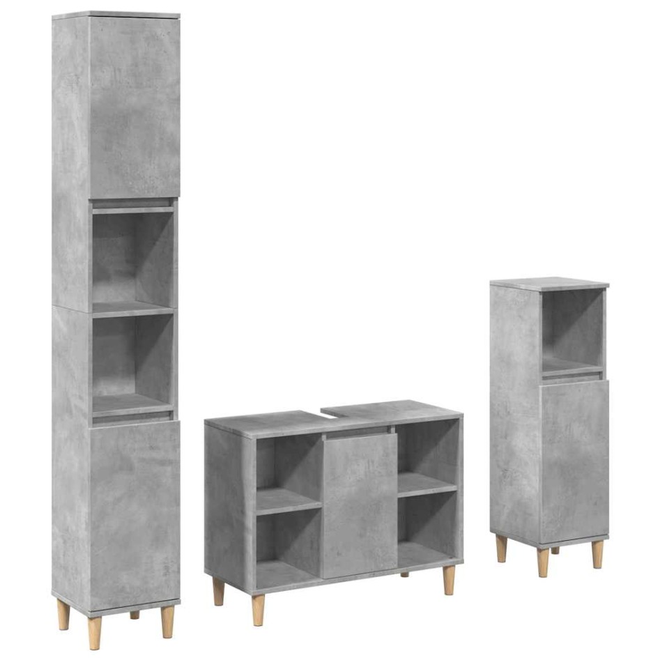Set muebles de baño 2 piezas madera contrachapada gris