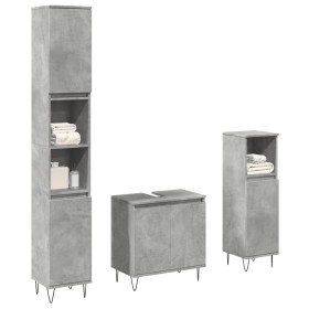 Set muebles de baño 2 piezas madera contrachapada gris