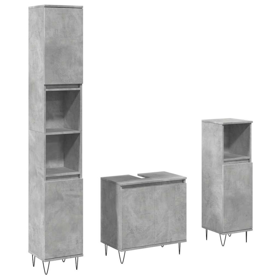 Set muebles de baño 2 piezas madera contrachapada gris