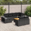 Set de sofás de jardín 11 pzas y cojines ratán sintético negro
