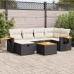 Set de sofás de jardín 7 pzas con cojines ratán sintético negro