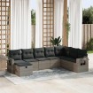 Set de sofás de jardín y cojines 8 piezas ratán sintético gris