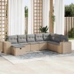 Set de sofás de jardín y cojines 8 piezas ratán sintético beige