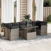 Set de sofás de jardín y cojines 8 piezas ratán sintético gris