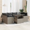 Set de sofás de jardín 7 pzas con cojines ratán sintético gris