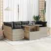 Set de sofás de jardín 7 pzas con cojines ratán PE gris claro