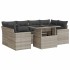 Set de sofás de jardín 7 pzas con cojines ratán PE gris