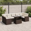 Set sofás de jardín 8 piezas y cojines ratán sintético marrón