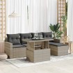 Set de sofás de jardín 6 pzas y cojines ratán sintético gris