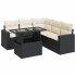 Set de sofás de jardín 6 piezas y cojines ratán sintético