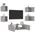 Muebles de TV de pared con luces LED 5 piezas gris
