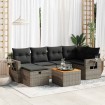 Set de sofás de jardín 7 pzas con cojines ratán sintético gris