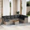 Set de sofás de jardín con cojines 9 pzas ratán sintético gris