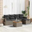 Set de muebles de jardín 6 pzas y cojines ratán sintético gris